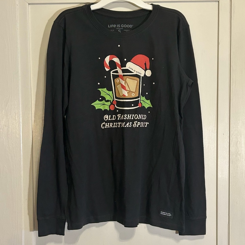 NWT Life is Good Let's Have an Old Fashioned XMas Long Sleeve Crusher T-Shirt